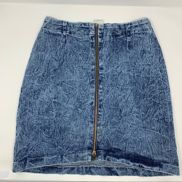 VIntage Stone Wash Acid Wash Zip front Jean skirt - Picture 3 of 8